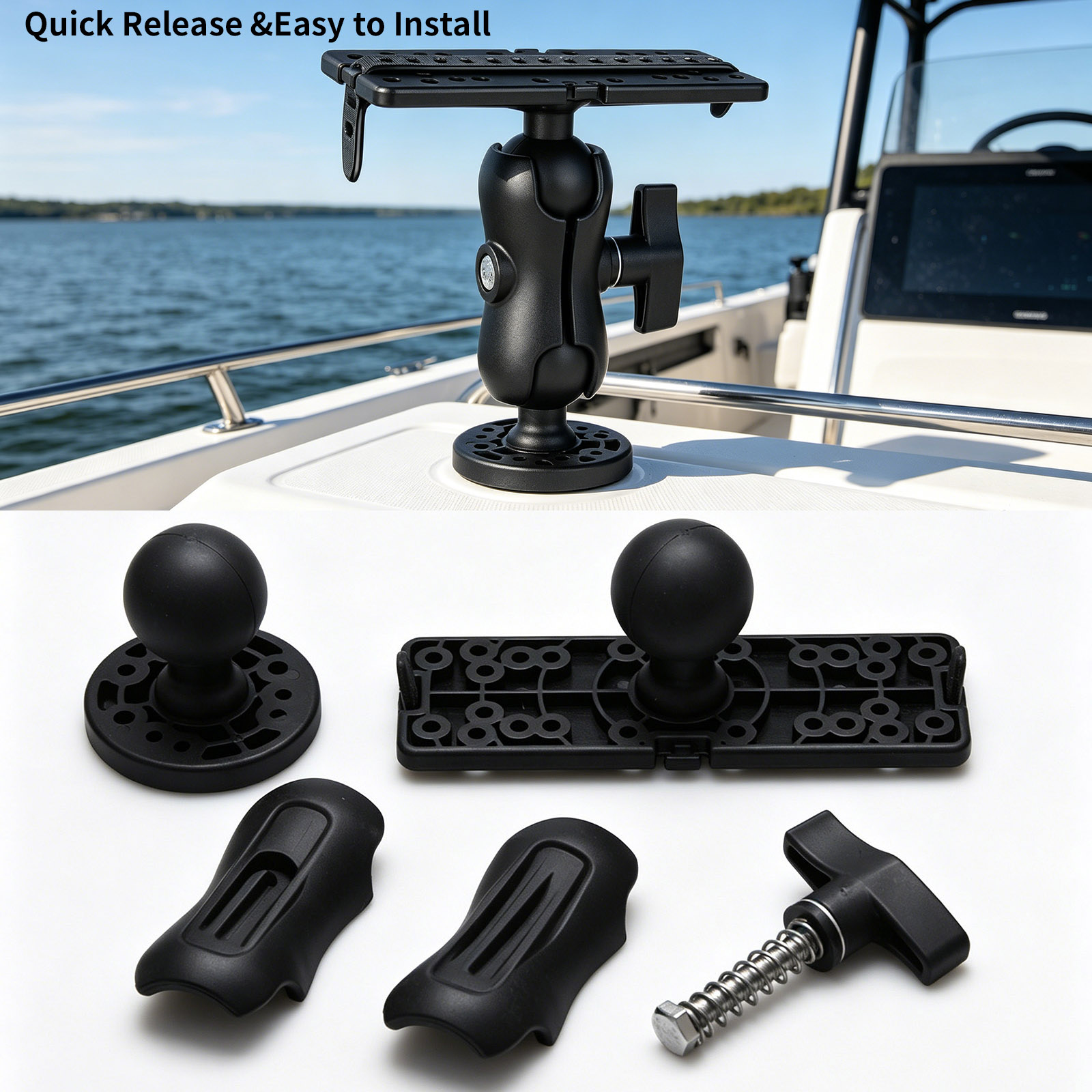 Fish Finder Mount - 360° Adjustable Fish Finder Mount Dual